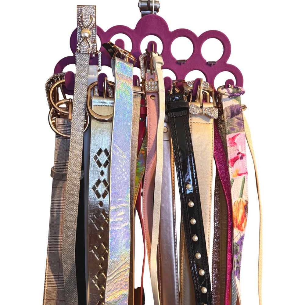 Lot of 33 Womens Y2K Glam Aesthetic Skinny Belt Bundle Metallic Rhinestone S-2X